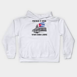 PATRIA Y VIDA VIVA CUBA LIBRE Inked Line Art Kids Hoodie